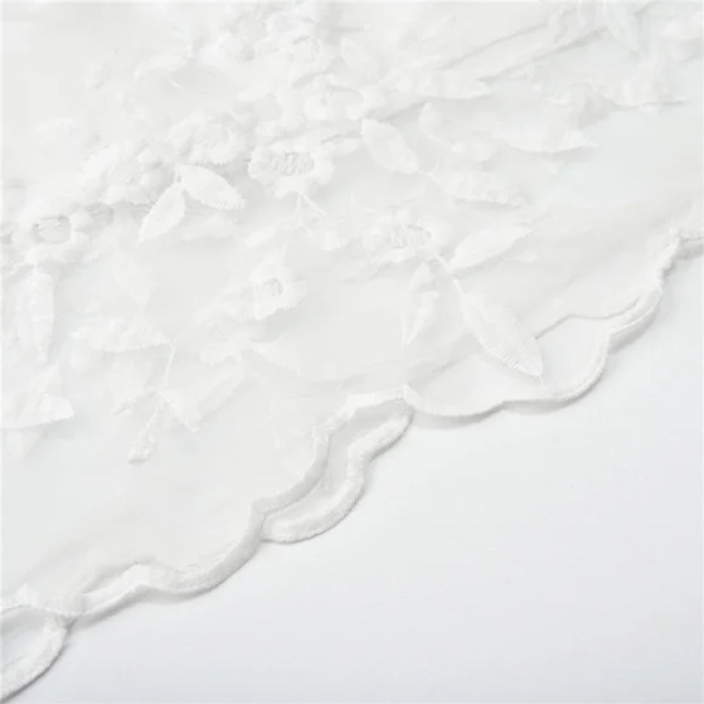 021 Boho White Floral Embroidered Formal Wedding Prom Dress - Picture 5 of 9